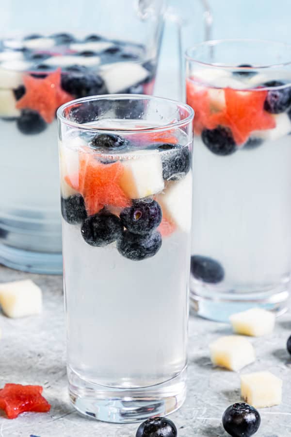 Patriotic Lemonade in a glass. 
