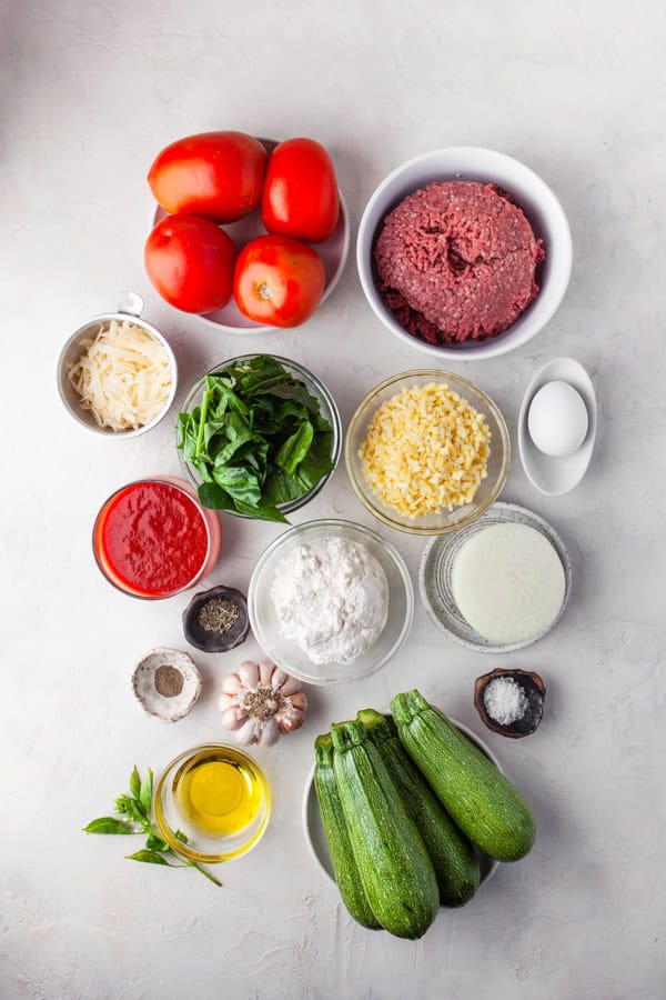 Ingredients to make Zucchini Lasagna Rolls. 