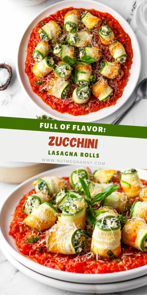 Zucchini Lasagna Rolls pin for Pinterest. 