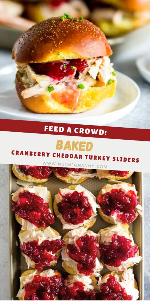 Baked Cranberry Cheddar Turkey Sandwiches pin for Pinterest.