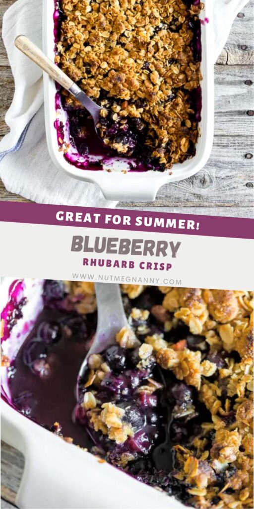 Blueberry Rhubarb Crisp pin for Pinterest. 