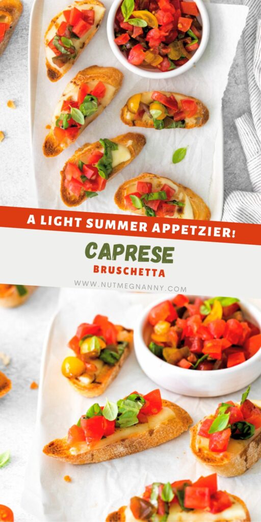 Caprese Bruschetta pin for Pinterest. 