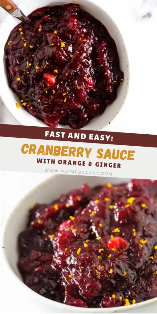 Cranberry Orange Sauce with Ginger pin for Pinterest. 