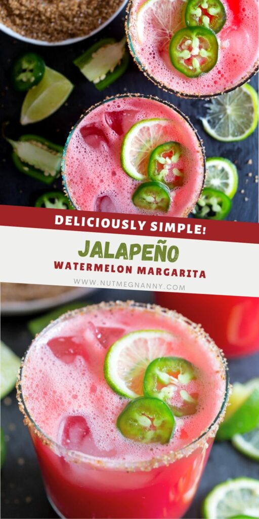 Jalapeno Watermelon Margarita pin for Pinterest. 