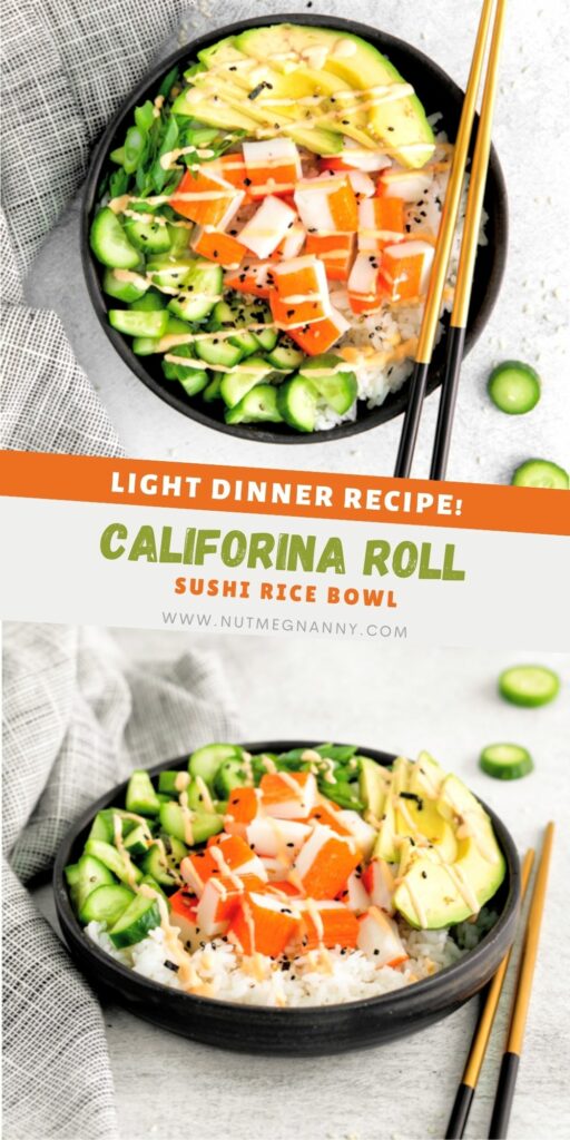 California Roll Sushi Bowl pin for Pinterest.