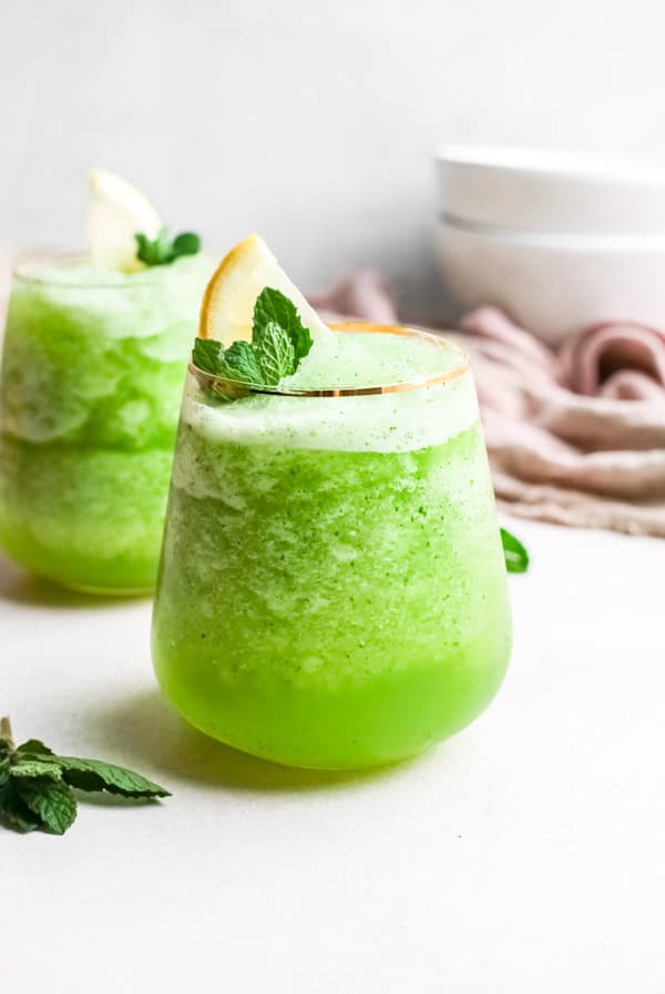 Frozen Mint Lemonade - Limonana in a glass.