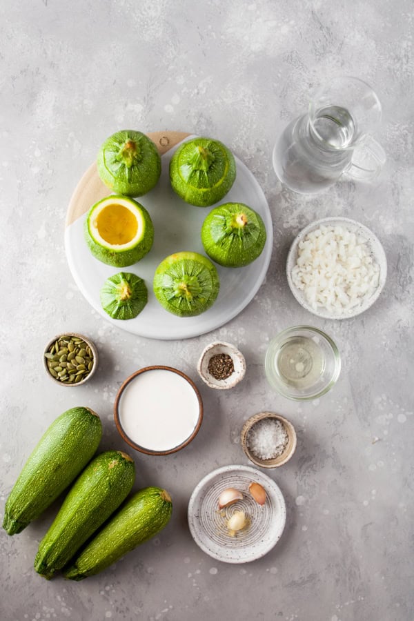 Ingredients to make Instant Pot Zucchini Soup. 