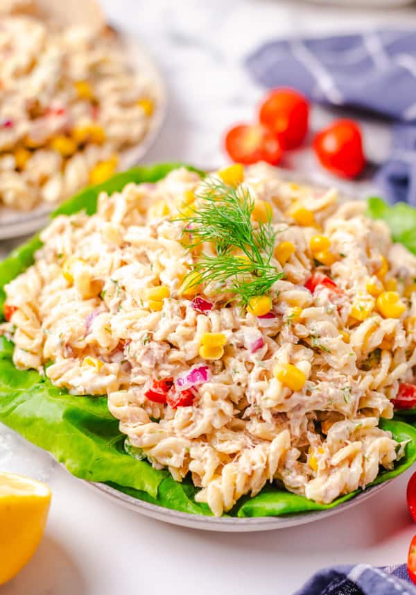 Tuna Pasta Salad on a plate.
