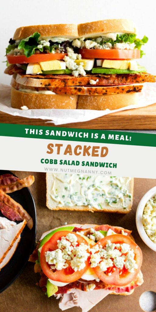 Cobb Salad Sandwich pin for Pinterest. 