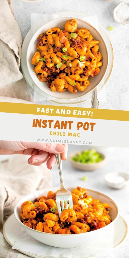 Instant Pot Chili Mac pin for Pinterest. 