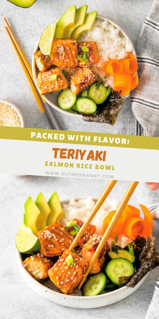 Teriyaki Salmon Bowl pin for Pinterest.