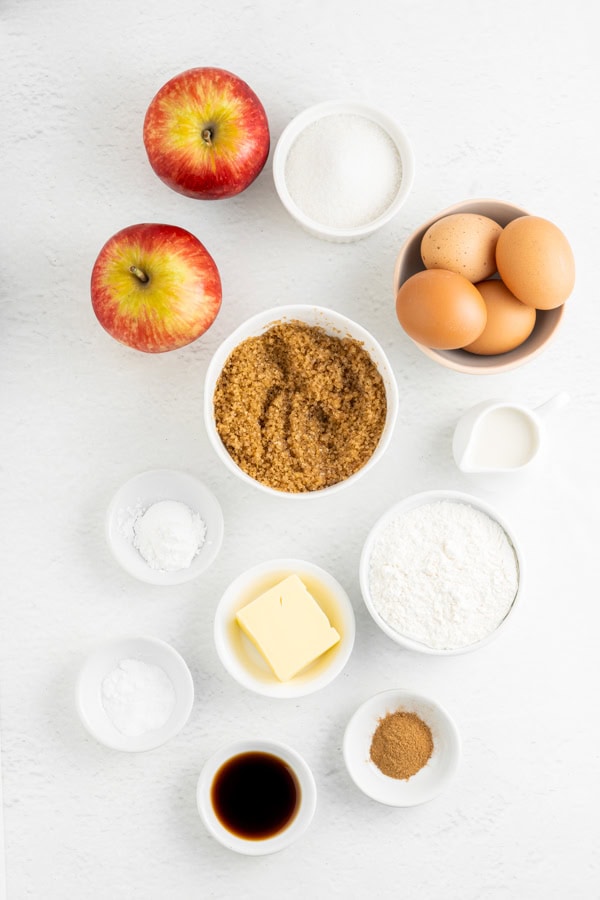 Apple Coffee Cake ingredients on a table. 