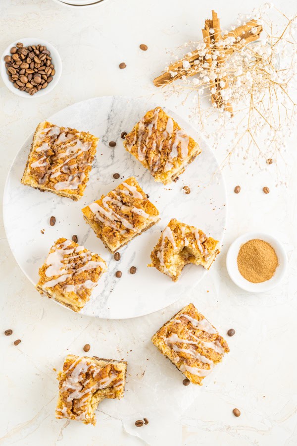 Apple Cake cut into bars. 