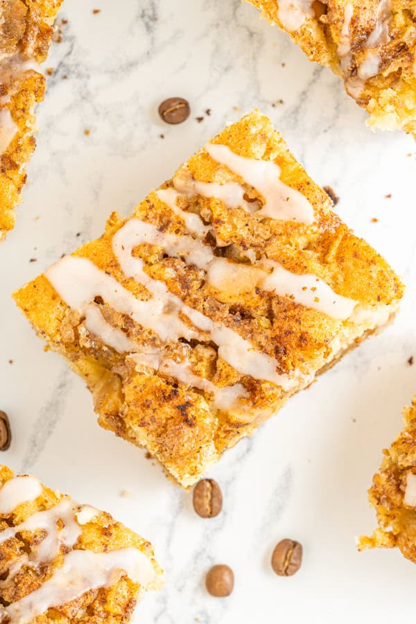 Apple Cake drizzled with glaze. 