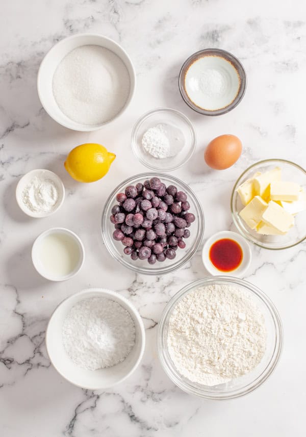 Blueberry Lemon Pound Cake ingredients. 