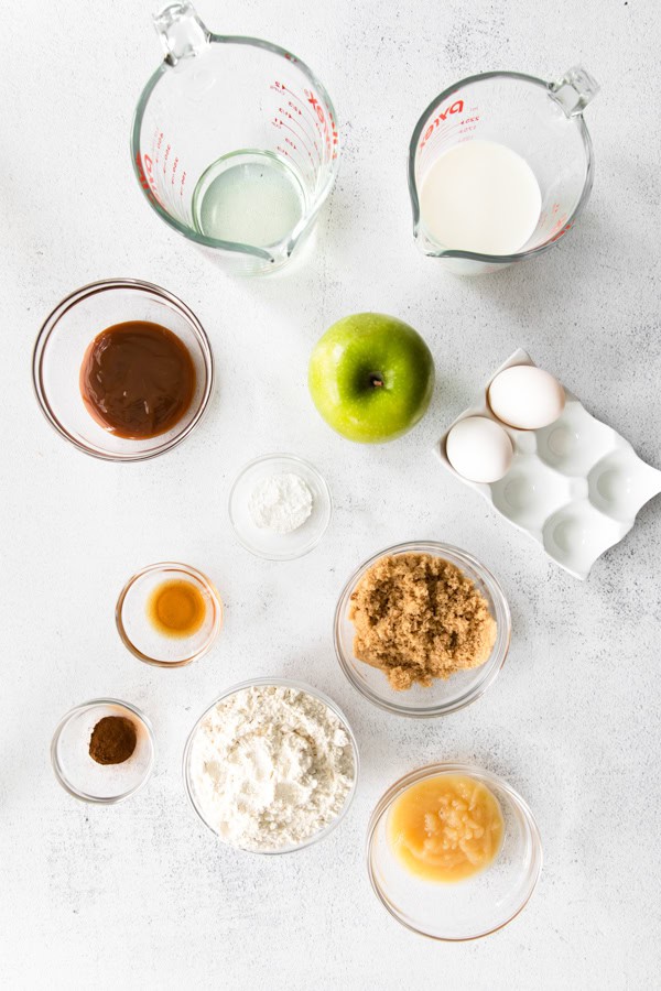 Ingredients to make Caramel Apple Cupcakes.