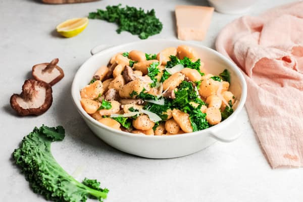 One Pot Mushroom Gnocchi served in a bowl. 