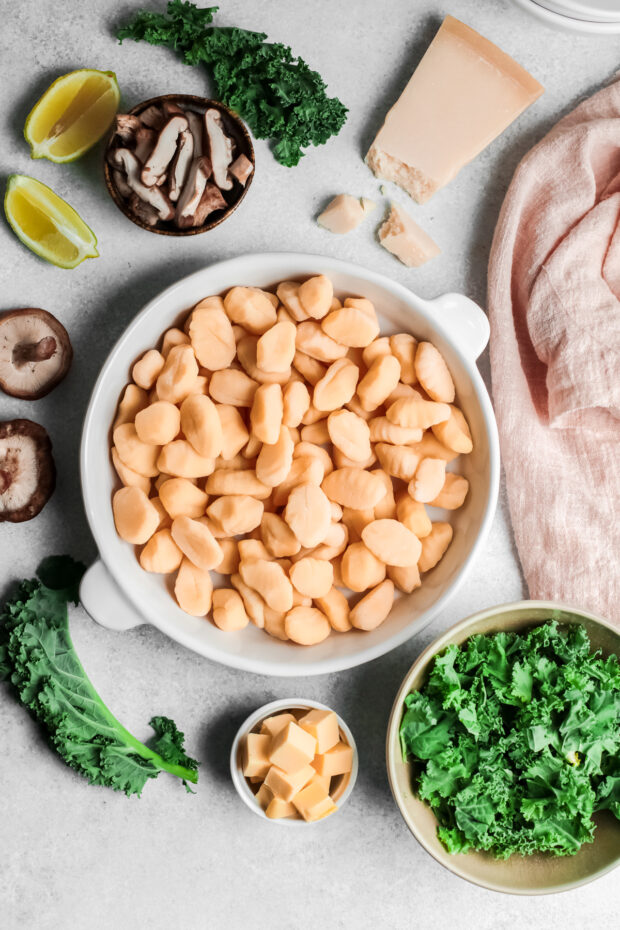Ingredients to make One Pot Mushroom Gnocchi. 
