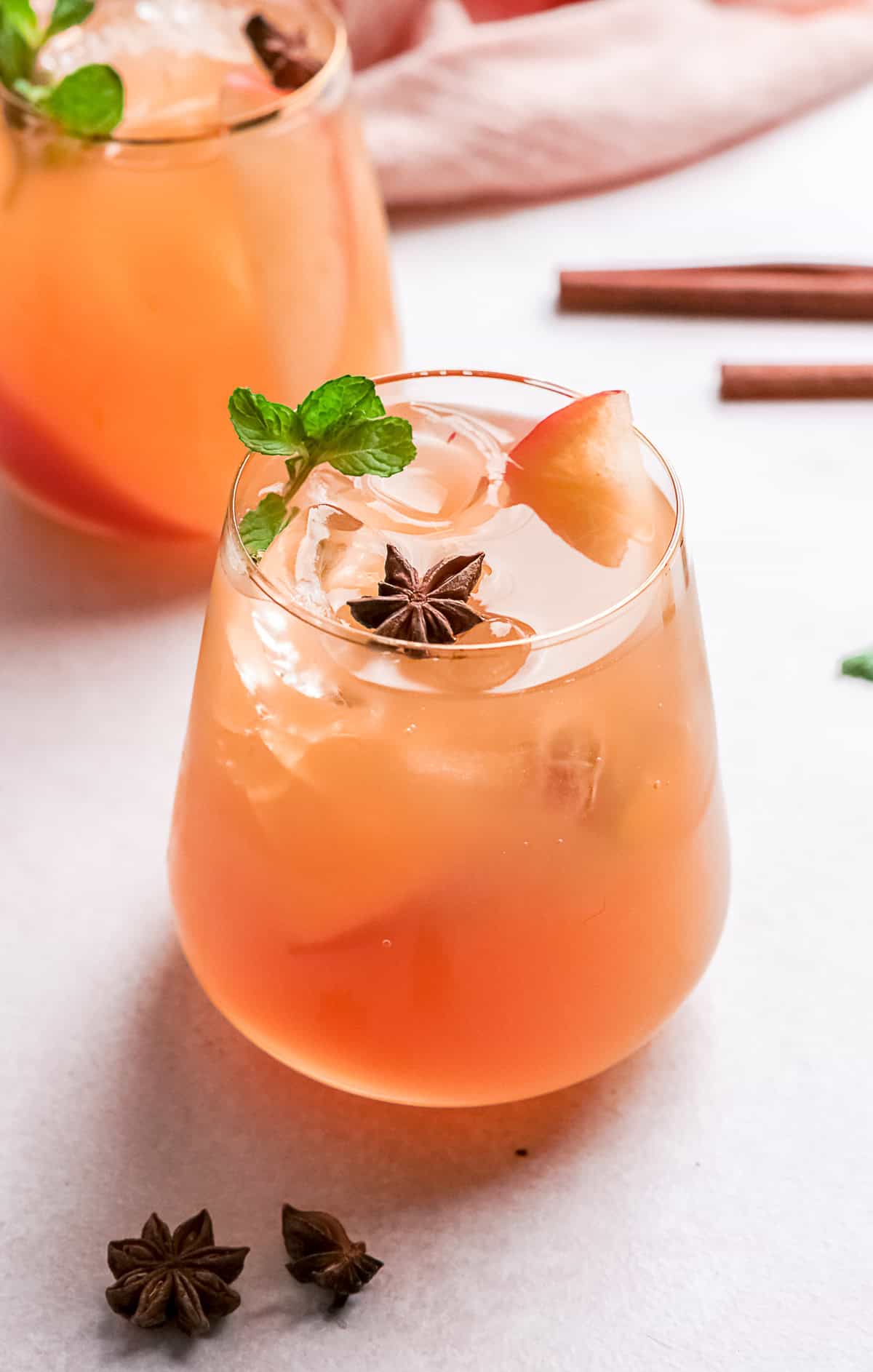 Apple Cider Mojito in a cocktail glass. 