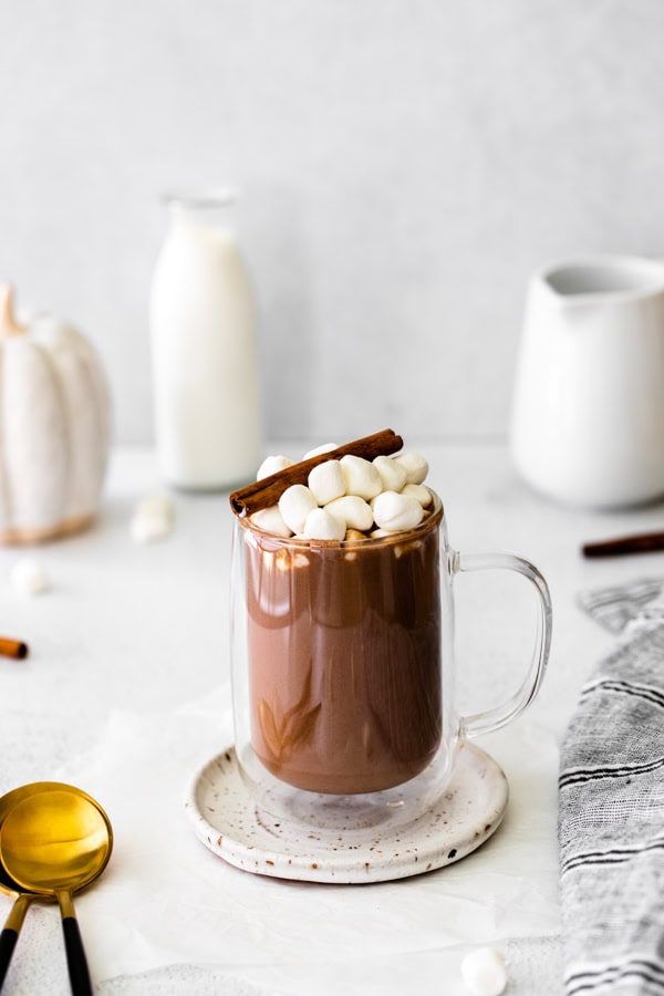Pumpkin Spice Hot Chocolate topped with marshmallows.