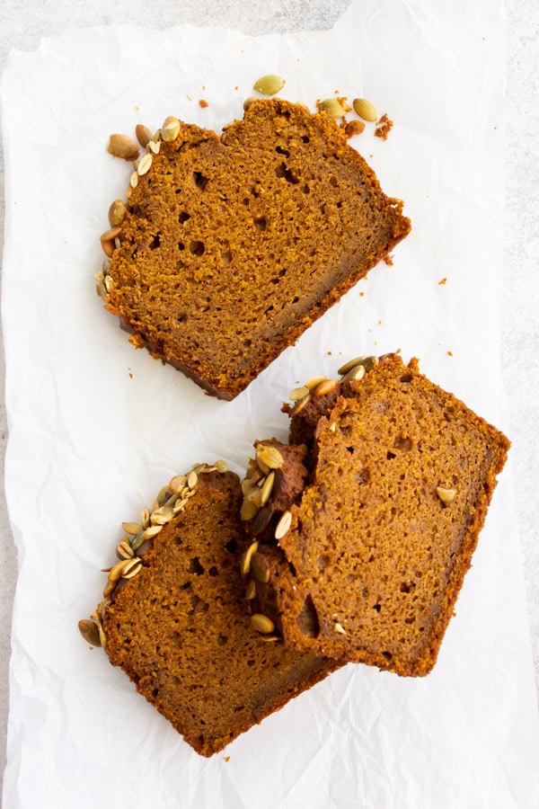 Sliced Copycat Starbucks Pumpkin Bread.