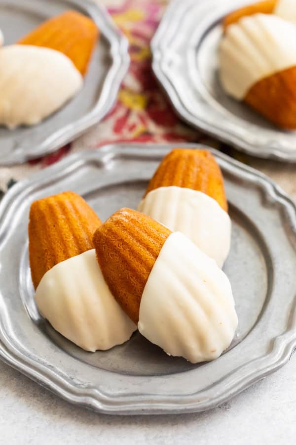 Spiced Pumpkin Madeleines on a metal plate. 