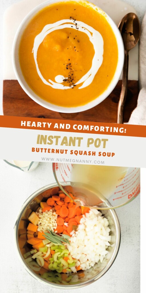 Instant Pot Butternut Squash Soup pin for Pinterest. 