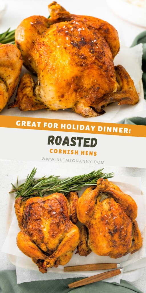 Roasted Cornish Hens pin for Pinterest. 