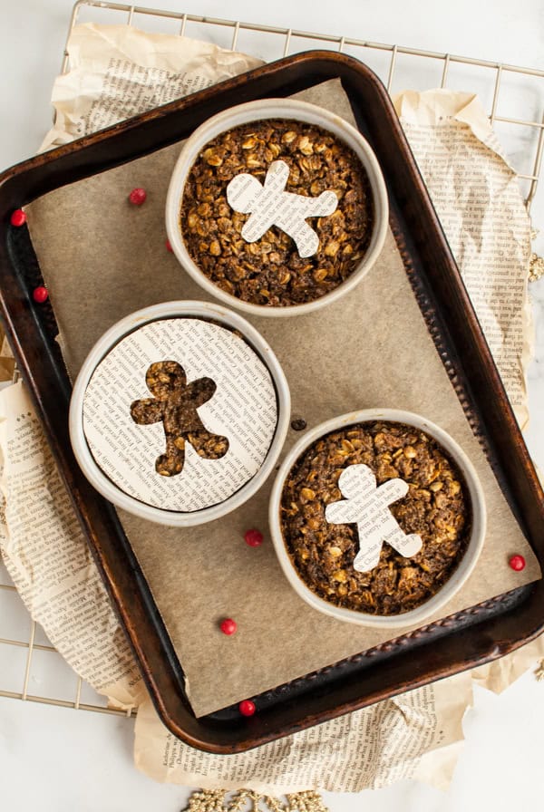 Baked Gingerbread Oatmeal on a sheet pan. 