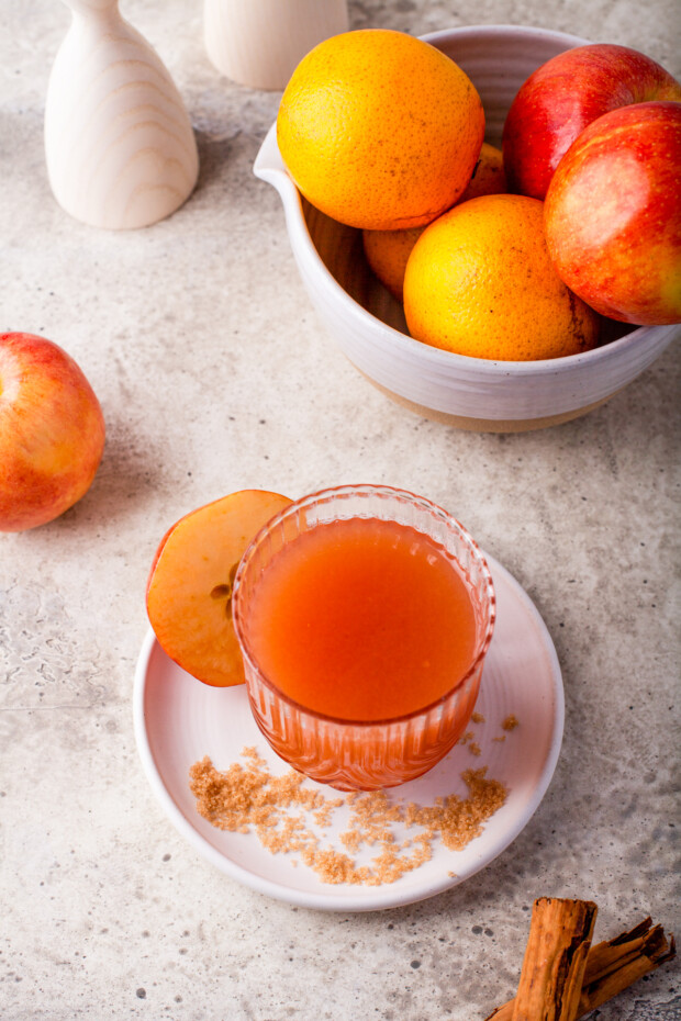 Instant Pot Apple Cider on a table. 