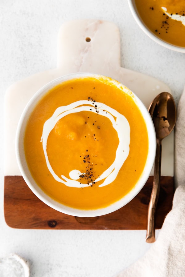 Instant Pot Butternut Squash Soup in a bowl. 