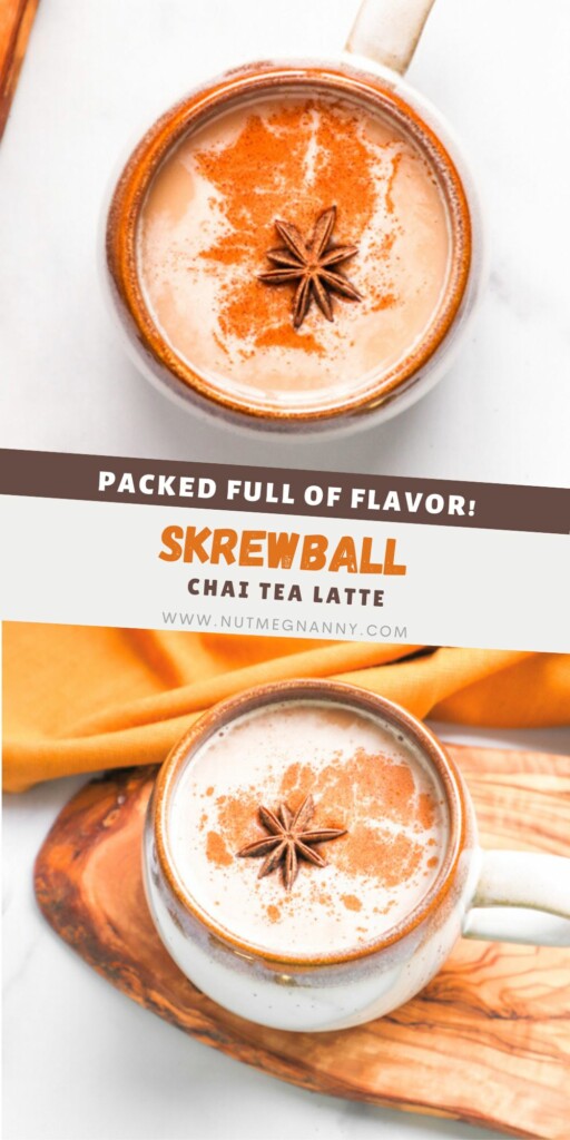 Skrewball Chai Tea Latte graphic pin for Pinterest. 