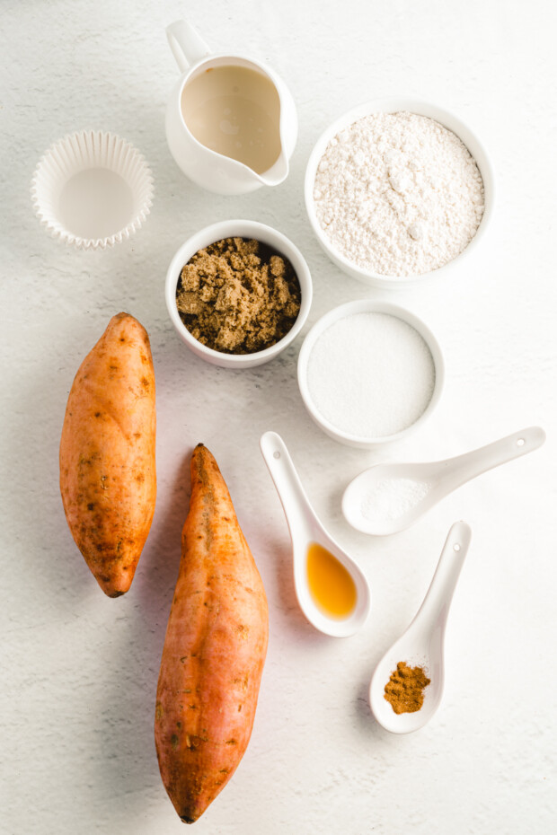 Ingredients to make Sweet Potato Muffins. 