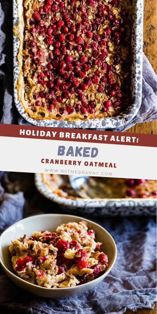 Baked Cranberry Oatmeal pin for Pinterest. 