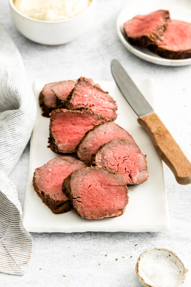 Sliced Air Fryer Beef Tenderloin. 
