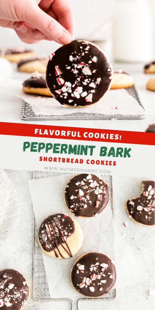 Peppermint Bark Shortbread Cookies pin for Pinterest. 
