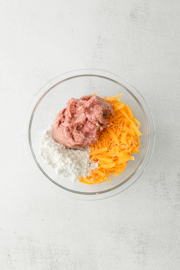 Sausage Cheese Ball ingredients in a bowl. 