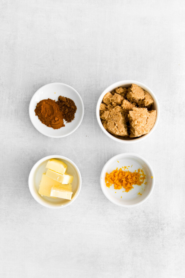 Spiced Orange Cinnamon Rolls filling ingredients.