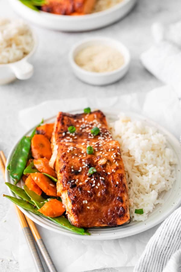 Air Fryer Miso Salmon sprinkled with sesame seeds. 