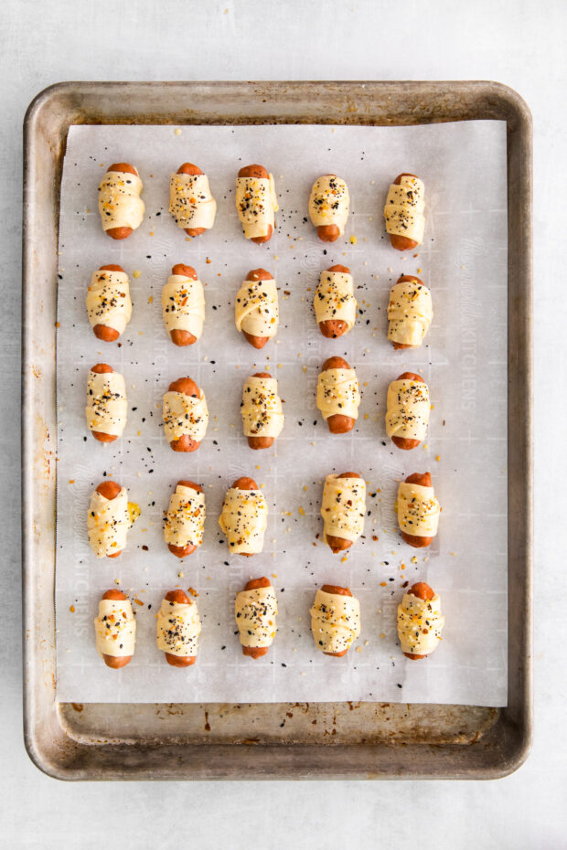 Uncooked Everything Bagel Pigs in a Blanket.
