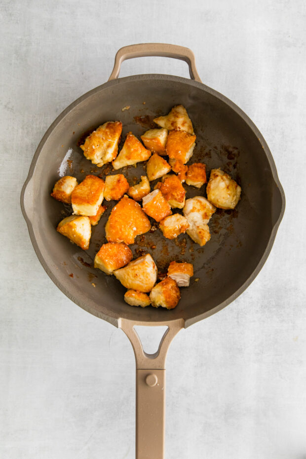 Crispy chicken in a pan.