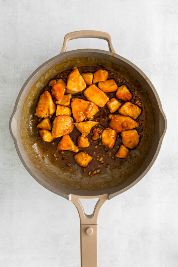 Crispy chicken in honey garlic sauce.
