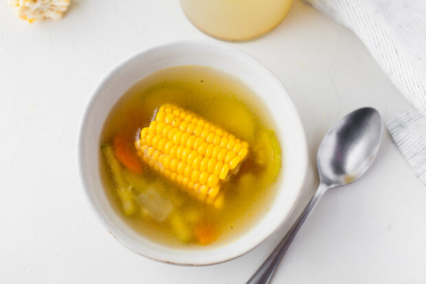 Leftover Instant Pot Chicken Stock veggies in a bowl. 