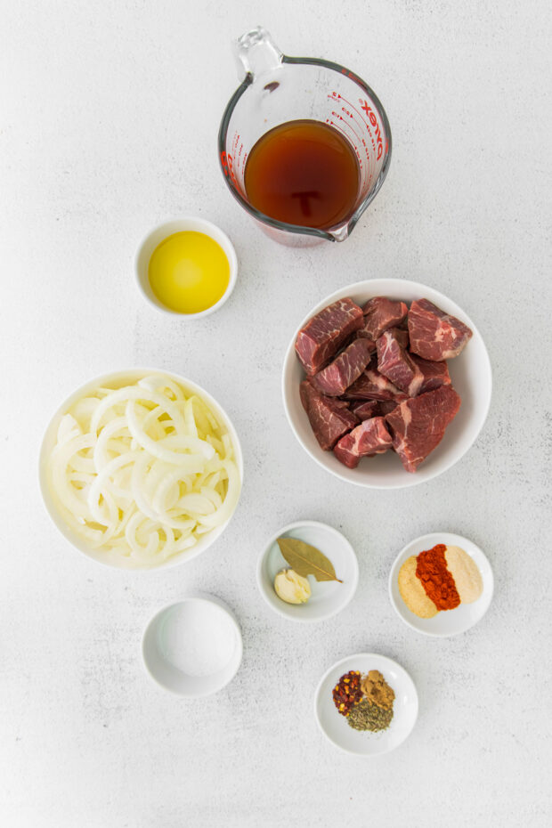 Slow Cooker Beef Barbacoa ingredients on a table. 
