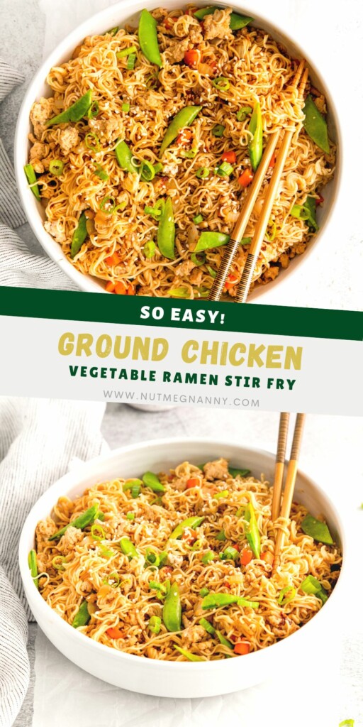 Ground Chicken Ramen Stir Fry pin for Pinterest. 