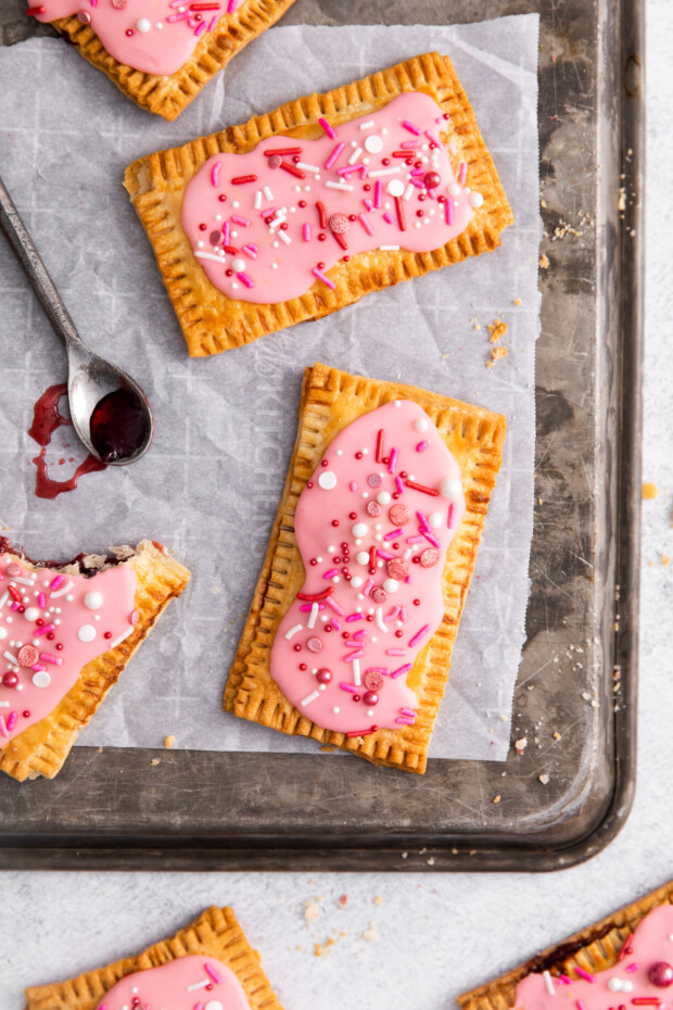 Air Fryer Pop Tarts on a sheet pan. 