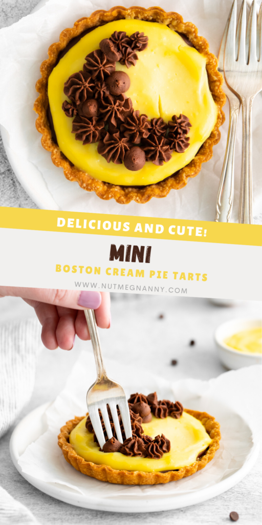 Boston Cream Pie Tarts pin for Pinterest