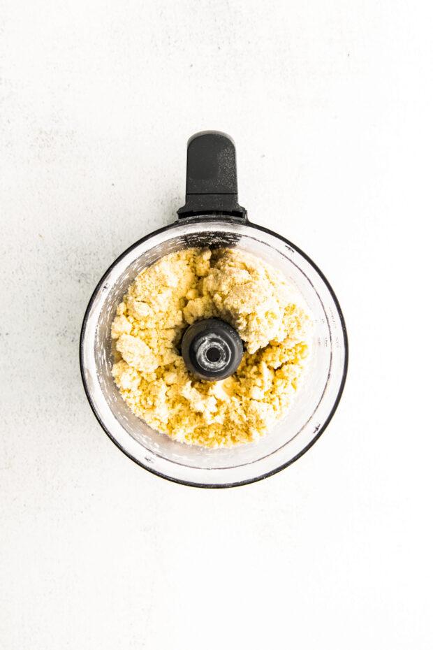 Pastry dough in a food processor. 
