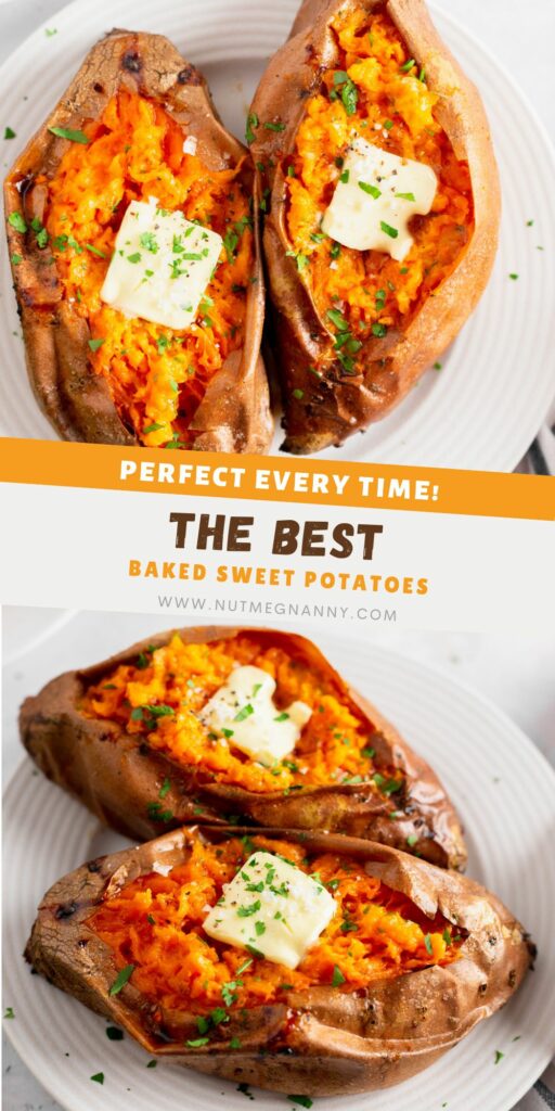 Baked Sweet Potatoes pin for Pinterest. 