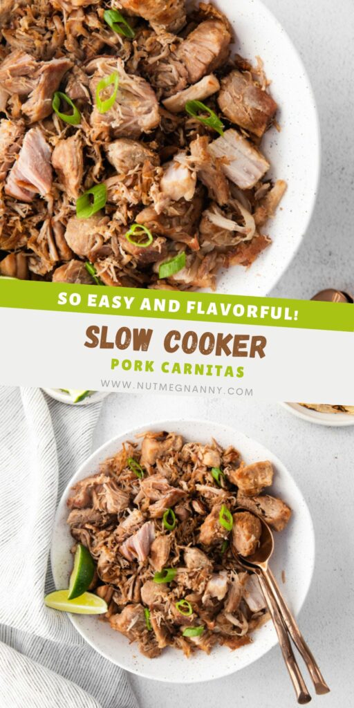 Slow Cooker Pork Carnitas pin for Pinterest.